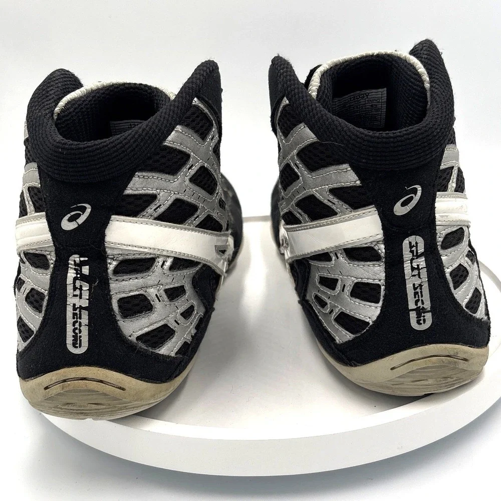 Asics Split Second 9 Wrestling Shoes Mens 11.5 Black White Silver J203Y Mid Top